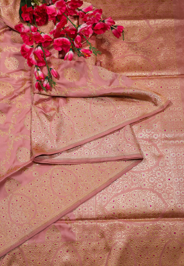 Pink Pure Exclusive Kadwa Katan Silk Saree with Blouse Piece - Adi Akshoy & Co.